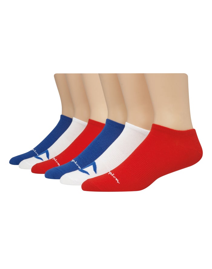 Champion Sokken Heren - Rood/Blauw/Wit - Super No-Show Multi Logo 6-Pairs ( 741529-NSQ )